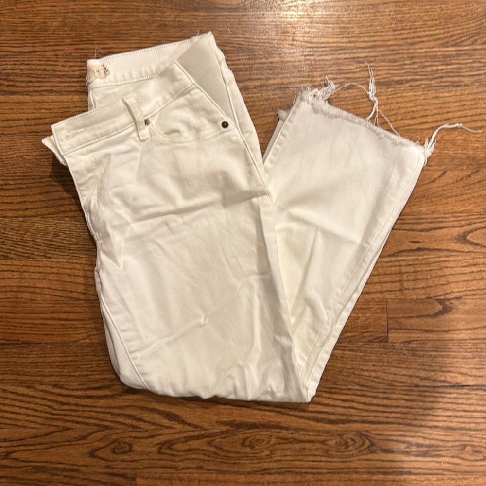 The Crop Maternity Jean True White